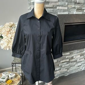 BCBGeneration Tunic.Black color with metal chain accents on the back belt. Small